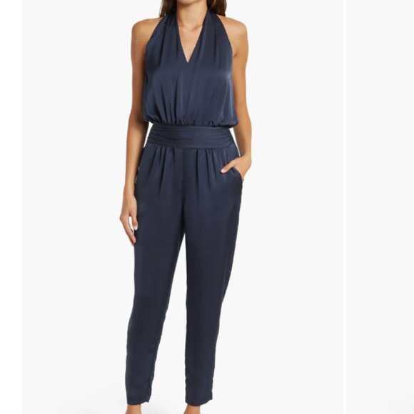Ramy Brook Kingston Halter Jumpsuit in Navy Size Small NWT - Picture 1 of 5